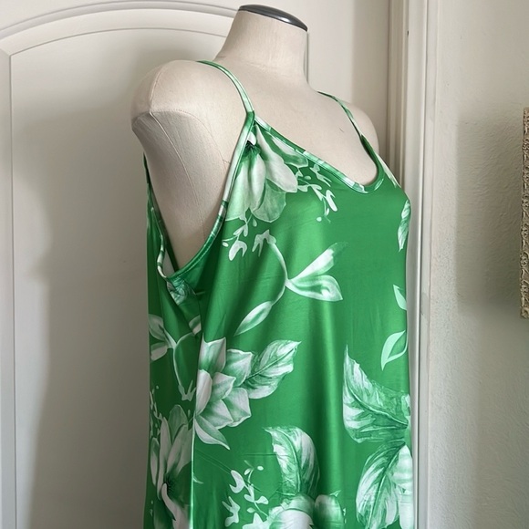 Maxi~Dress / Spaghetti Straps / Green & White Floral - Picture 6 of 11